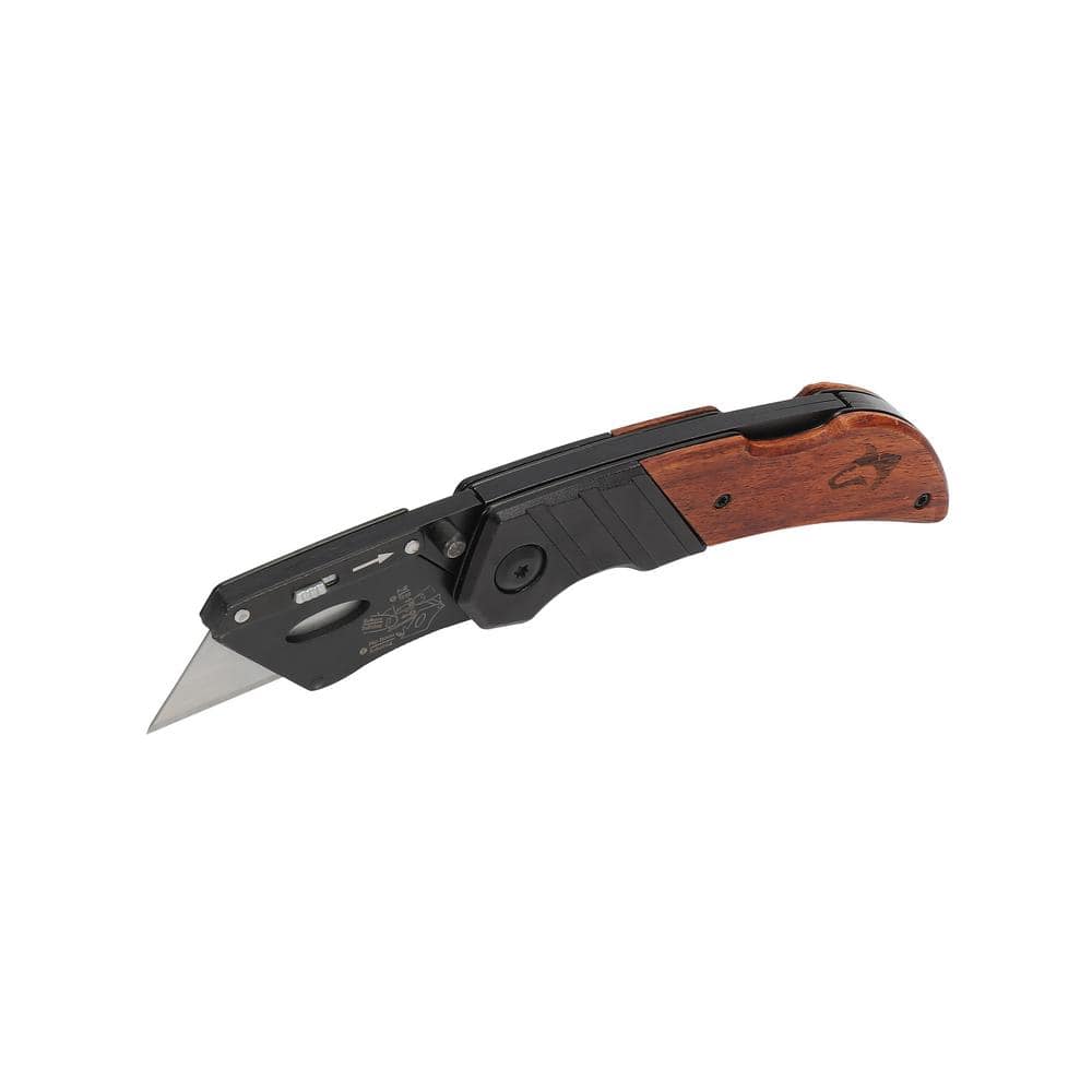 Husky Wood Handle Folding Lock-Back Utility Knife 99736 - The Home Depot