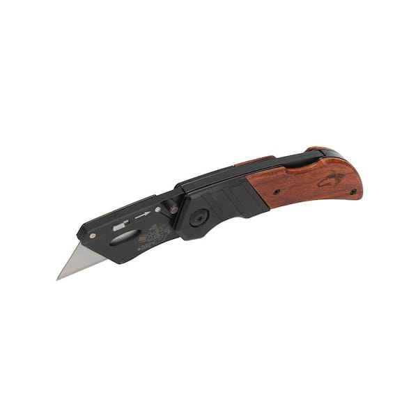 Husky Wood Handle Folding Lock-Back Utility Knife