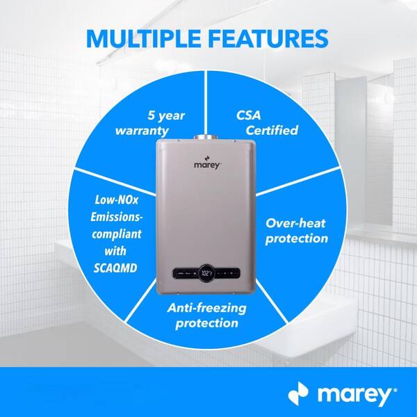 MAREY High Efficiency 8.0 GPM 199,000 BTU's Residential Indoor Natural Gas Tankless  Water Heater GA30NG - The Home Depot