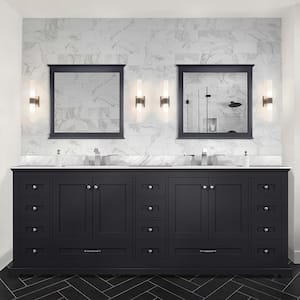Dukes 84 in. W x 22 in. D Espresso Double Bath Vanity, Carrara Marble Top, Faucet Set, and 34 in. Mirrors