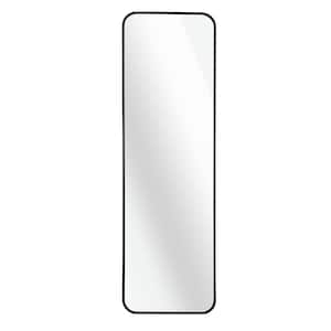 14 in. W x 47 in. H Rounded Corner Rectangular Aluminum Framed Modern Wall Bathroom Vanity Mirror in Black