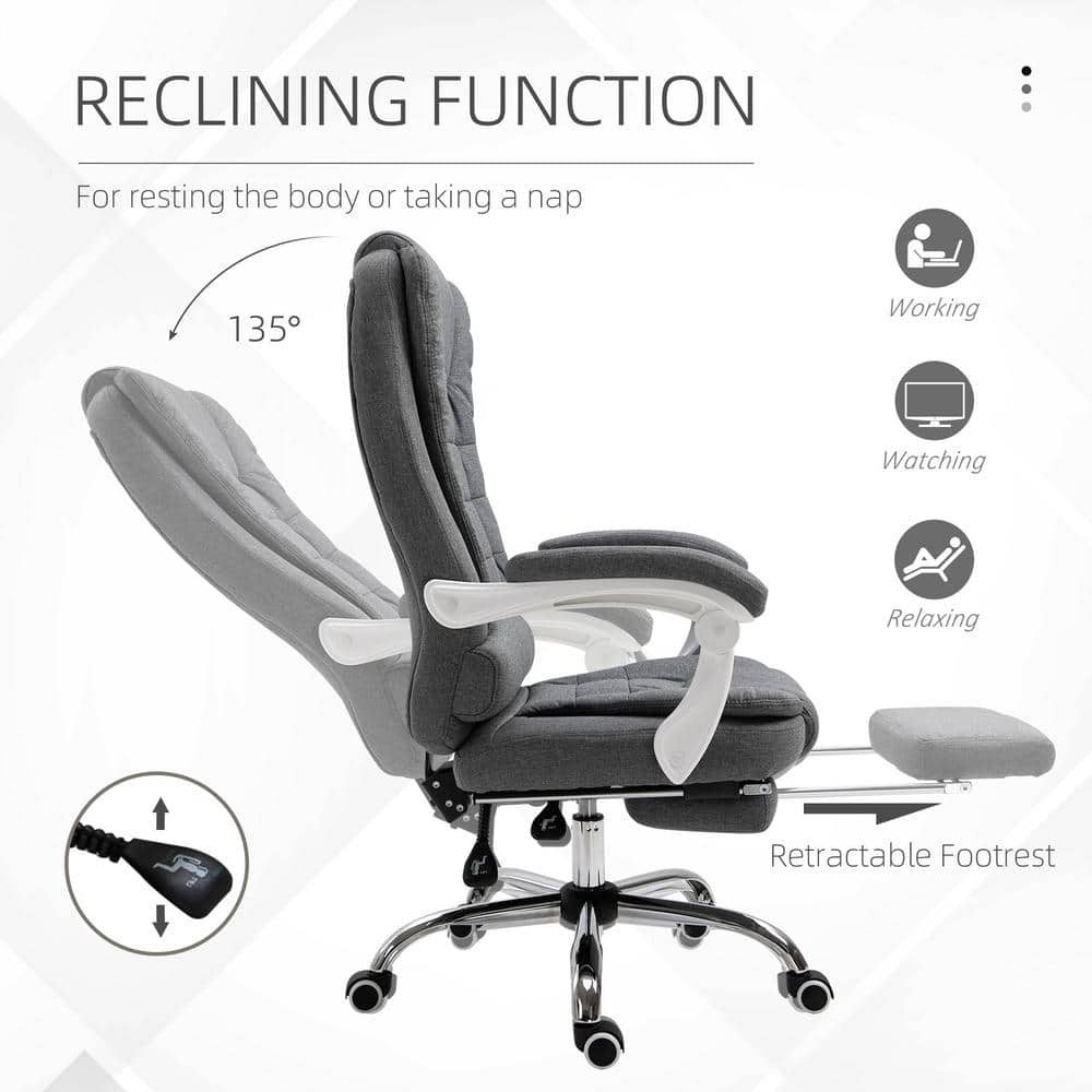 Dark Gray High-Back Fabric Executive Swivel Chair with Fixed Arms