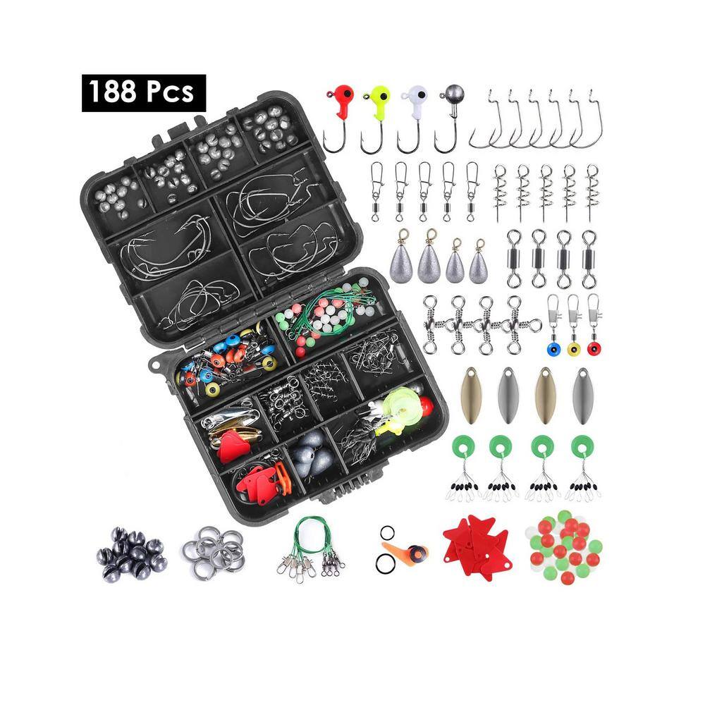 188-Pieces Fishing Accessory Kit Portable Fishing Set Including Jig Hooks Sinker Weights Spoon Lure price history on PriceWatchPro
