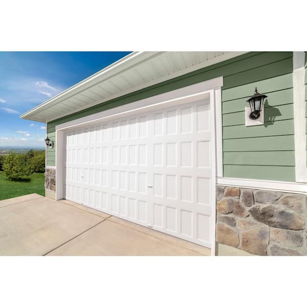 Bridgeport Steel Narrow Panel 16ft. X 7ft. Non-Insulated White Garage Door without windows