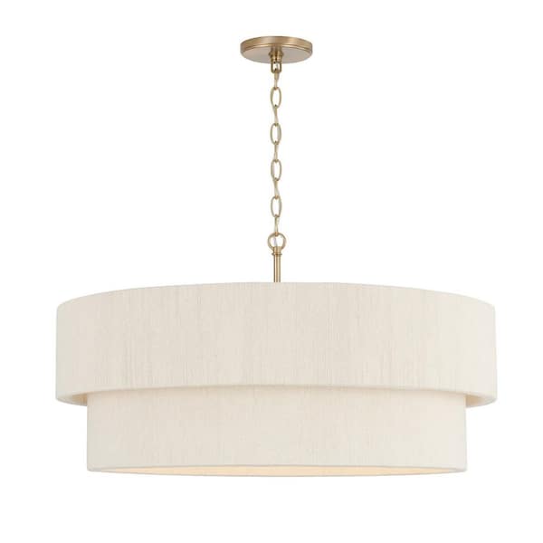 Delaney 60-Watt 4-Light Matte Brass Pendant Light and No Bulb Included