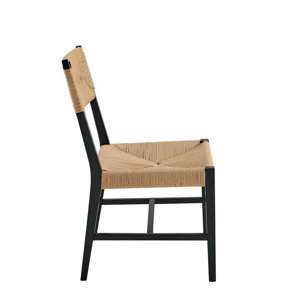 Elm Wood and Cane Black/Natural Dining Side Chair