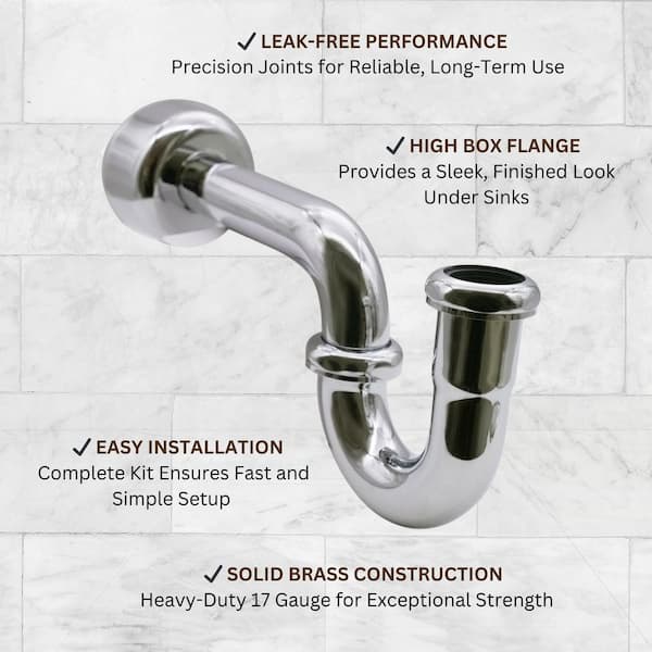 Westbrass 1-1/2 in. Brass Bathroom Sink P-Trap with 12 in. Slip