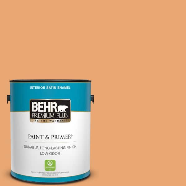 BEHR PREMIUM PLUS 1 gal. #M230-5 Sweet Curry Satin Enamel Low Odor Interior Paint & Primer