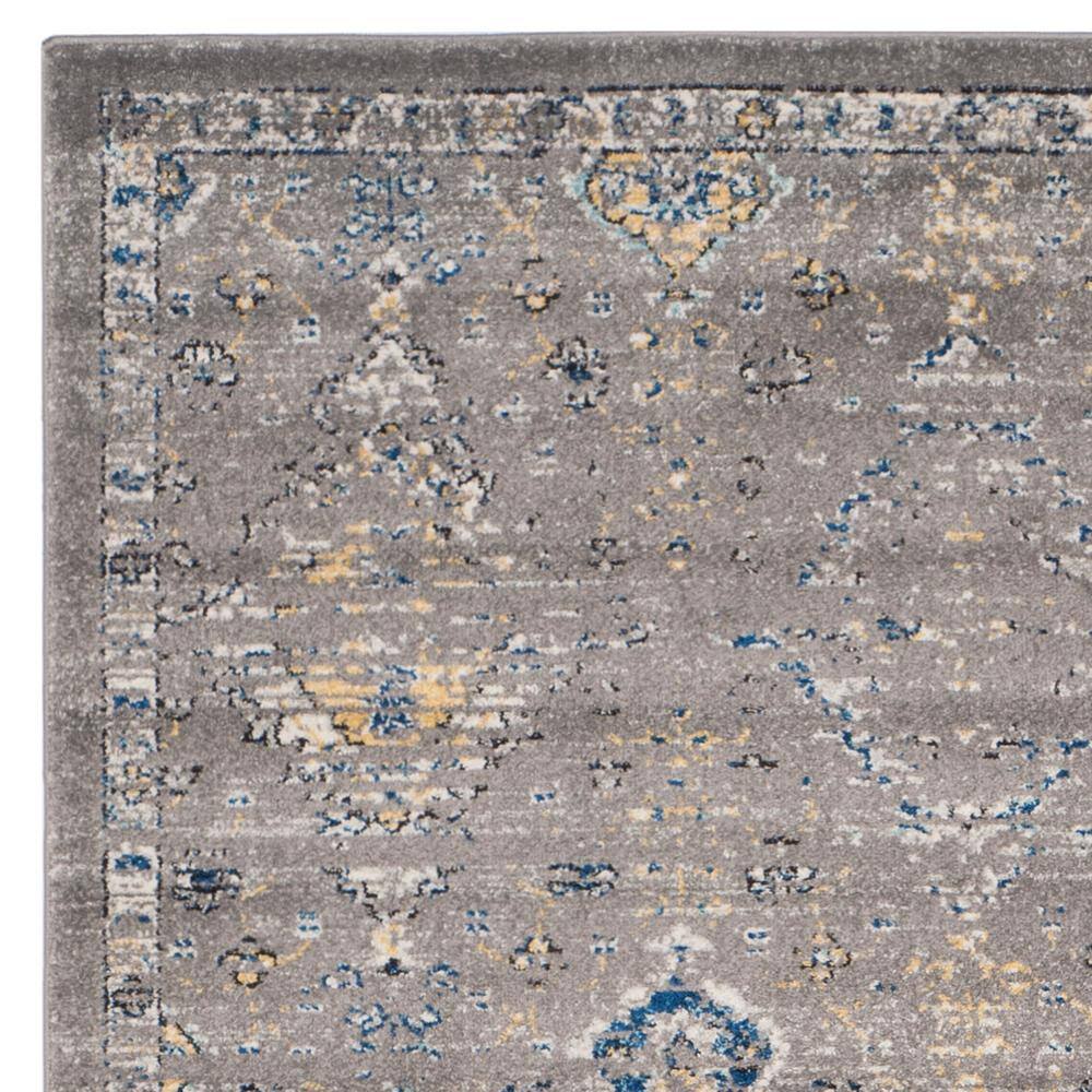Evoke Dark Grey and Yellow High Pile Synthetic Area Rug