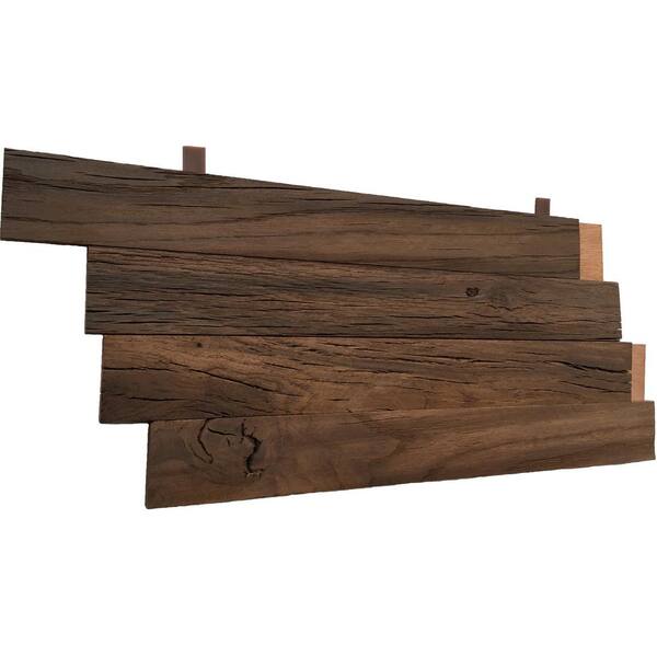Easy Planking 3D Holey Wood 28 in. W x 11 in. H Reclaimed Wood Oak Decorative Wall Panel in Brown (10-Pack)