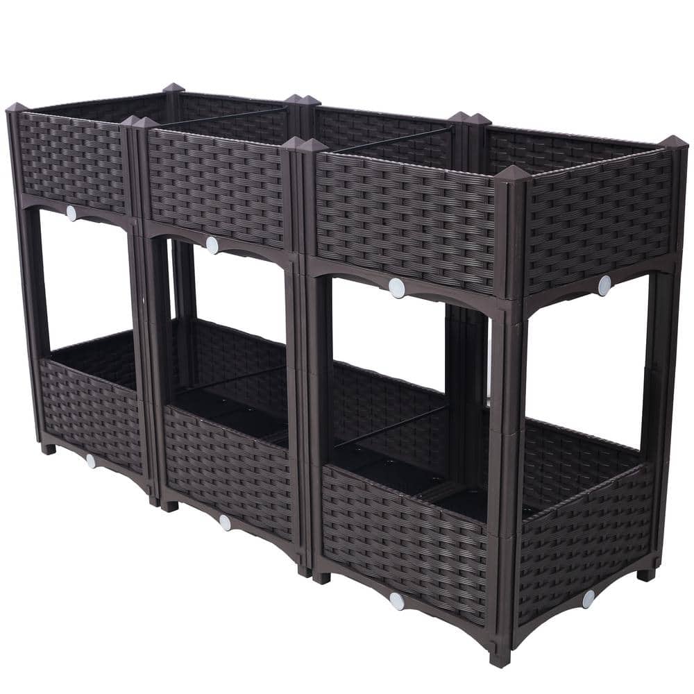 Brown 47 in. x 15 in. x 27 in. Plastic Planter Raised Beds Elevated Garden 