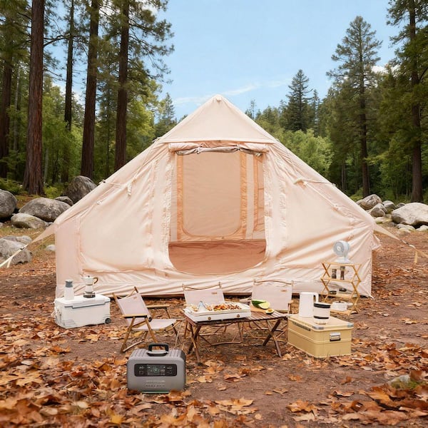 TEINIE 10 ft. x 7 ft. Beige Inflatable Camping Tents with Hand