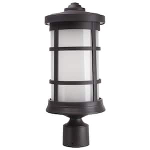 17.25 in. H x 7.25 in. W Bronze Housing and Frost Acrylic Lens Round Decorative Composite Post Top Light 4000K LED Lamp