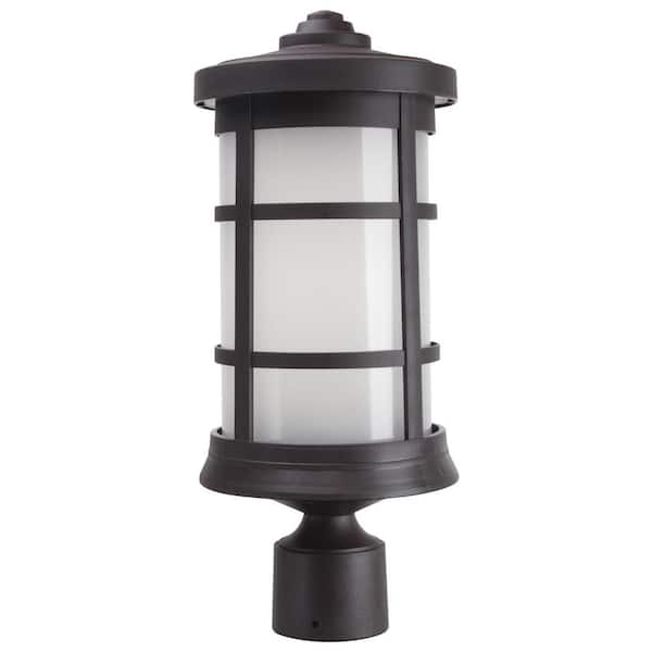 SOLUS 17.25 in. H x 7.25 in. W Bronze Housing and Frost Acrylic Lens Round Decorative Composite Post Top Light 4000K LED Lamp