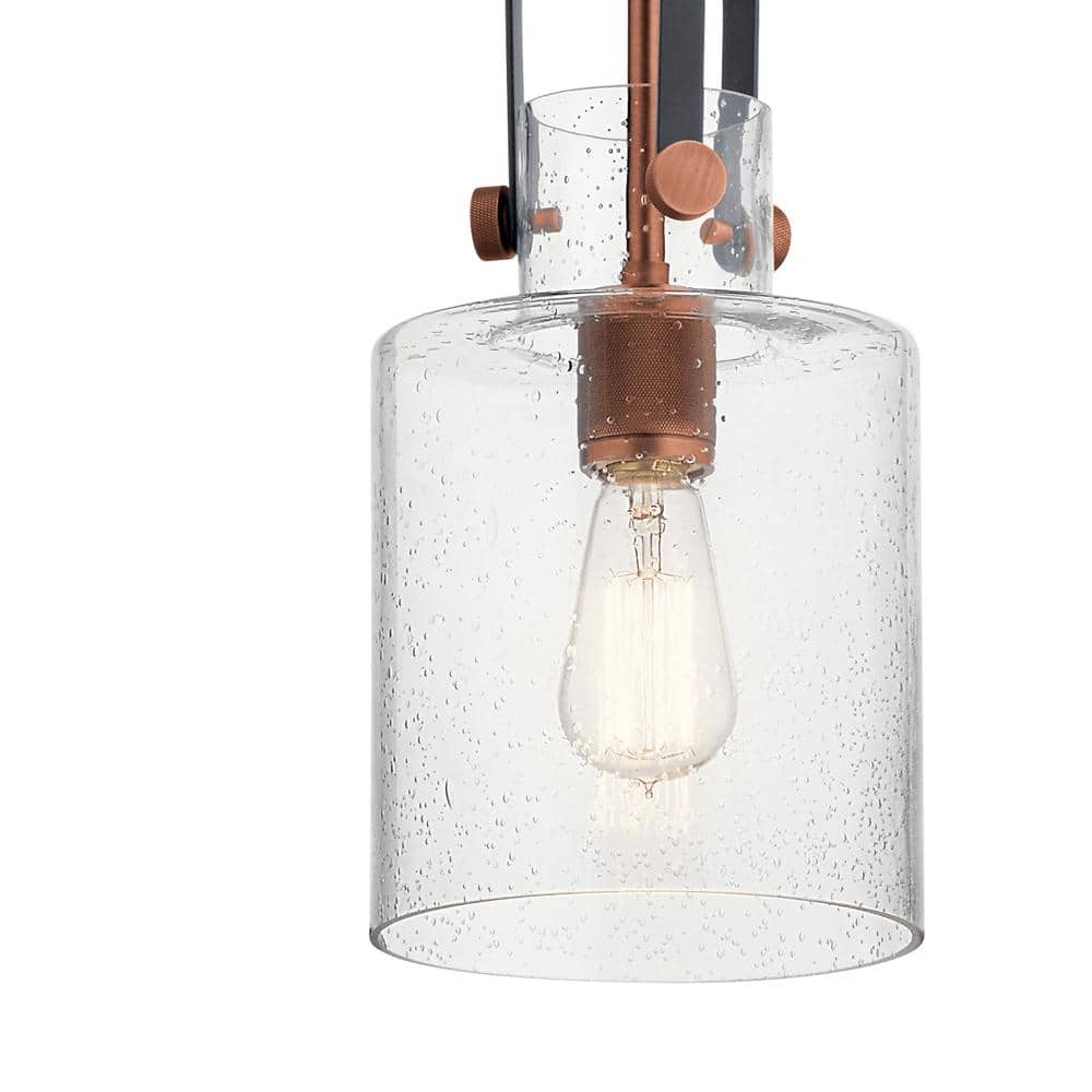 Kitner Vintage Glass & Antique Copper 1-Light Pendant