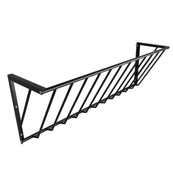 Large Capacity Heavy Duty Iron Hay Feed for Livestock Indoor Outdoor Use Black