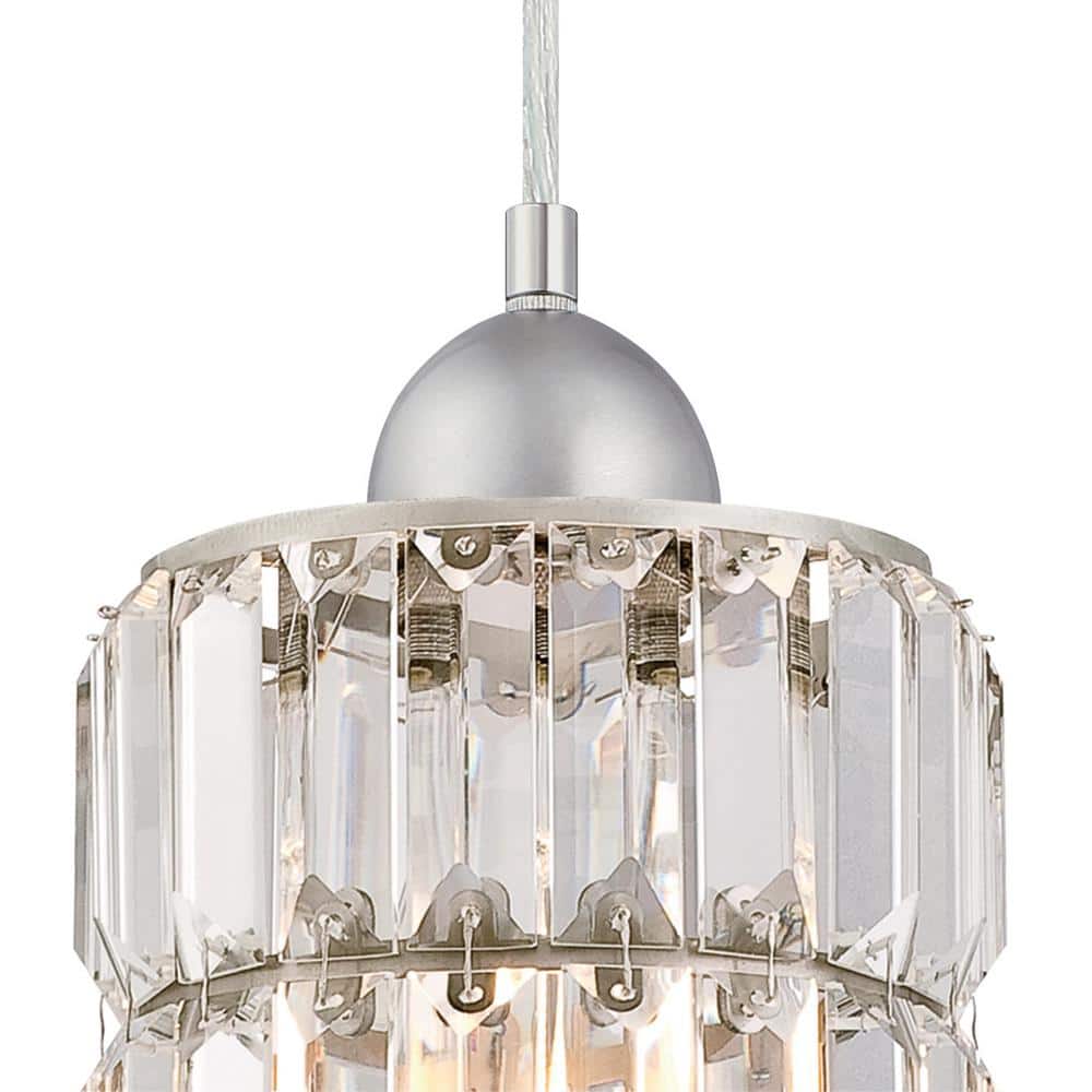 Brushed Nickel Mini Pendant with Crystal Prism Glass Shade