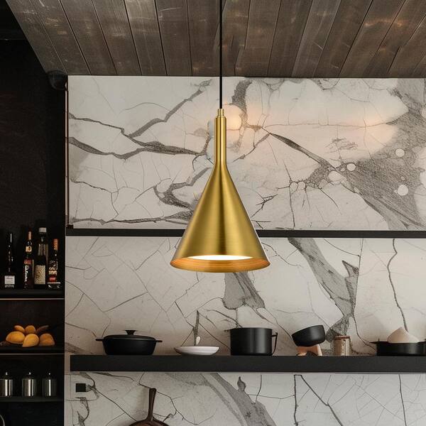 Edvivi Carson 1-Light Gold Metal Cone Hanging Kitchen Pendant