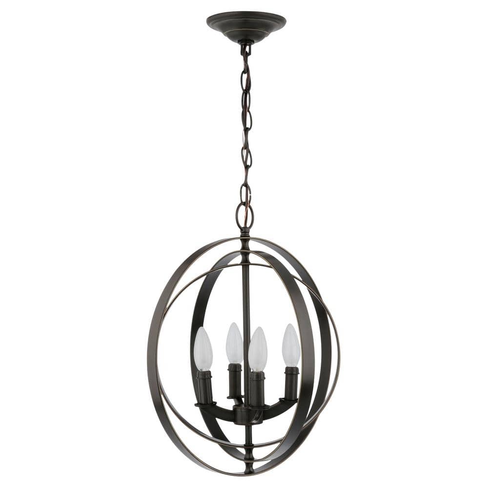 Antique Bronze 4-Light Globe Foyer Pendant