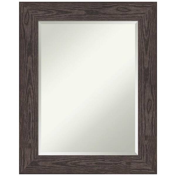 Amanti Art Bridge Black 24 in. W x 30 in. H Wood Framed Beveled Bathroom Vanity Mirror in Black