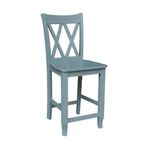Blue Gray Double XX Back Counter Height Stool