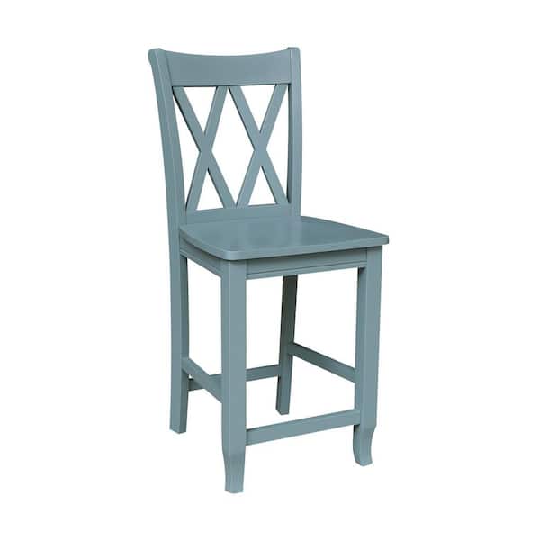 International Concepts Blue Gray Double XX Back Counter Height Stool