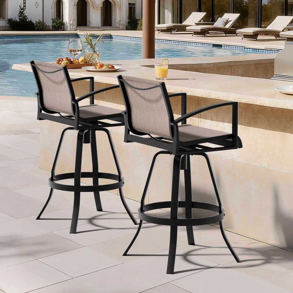 Swivel Aluminum Outdoor Bar Stool in Augustine Ashe with Sunbrella Fabric and Armrests (2-Pack) price history on PriceWatchPro