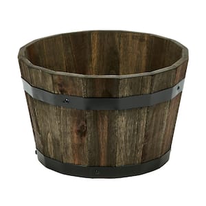 13 in. Dia x 8 in. H Brown Wood Bucket Barrel