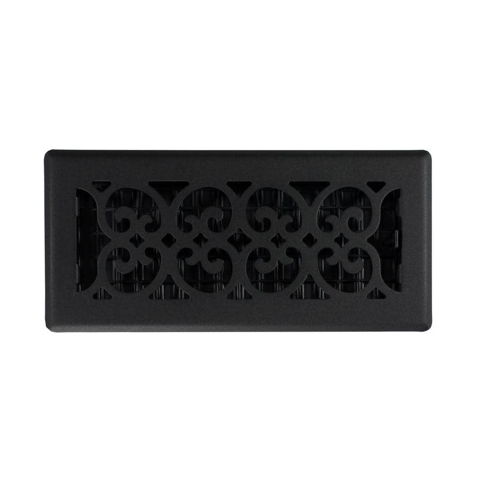 Black Steel Scroll Design 4x10 Floor Register