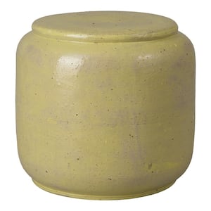 Squat 18 in. H Semi glossy Glaze Yellow Round Ceramic Garden Stool