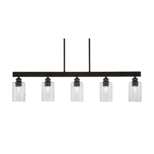 Albany 60-Watt 5-Light Espresso Linear Pendant Light with Smoke Bubble Glass Shades and No Bulbs Included
