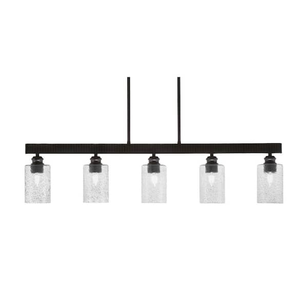 Unbranded Albany 60-Watt 5-Light Espresso Linear Pendant Light with Smoke Bubble Glass Shades and No Bulbs Included