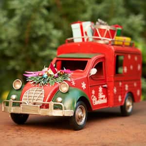 14.17 in. Long Vintage Style Truck with Christmas Gifts