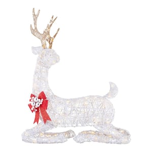 3.5 ft Polar Wishes White LED Lying Deer Yard Sculpture