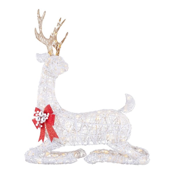 Home Accents Holiday 3.5 ft Polar Wishes White LED Lying Deer Yard Sculpture