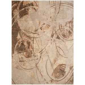 Astra Machine Washable Beige 5 ft. x 7 ft. Abstract Contemporary Area Rug