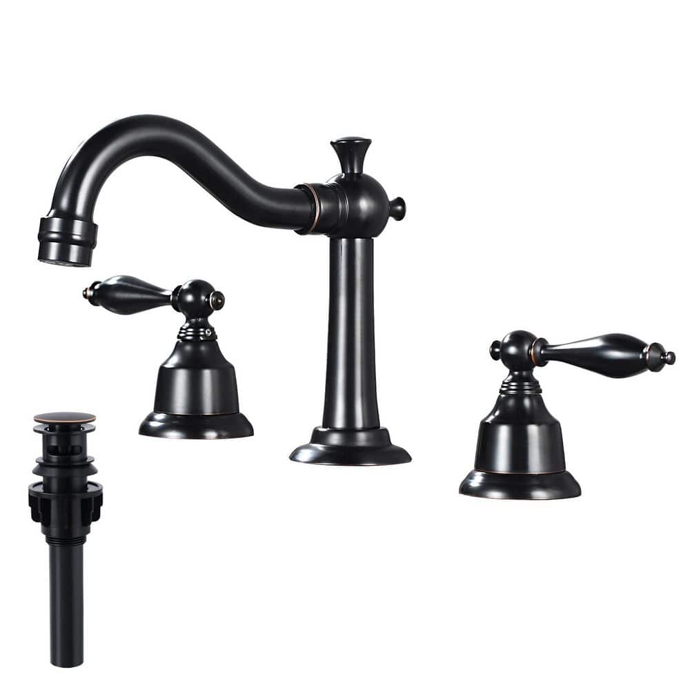 Double Handle 8 in. Widespread Bathroom Faucet 3-Hole Bathroom Sink Faucet 