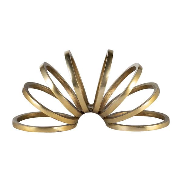 Liv & Skye Gold 11 in. x 5.5 in. Metal Slinky Ring Sculpture