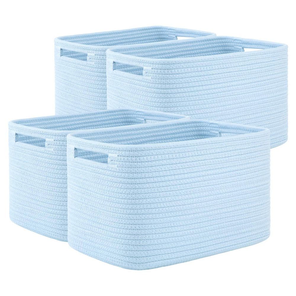 Blue 13 in. x 7.8 in. Cotton Decorative Basket with Handles (Set of 4) price history on PriceWatchPro