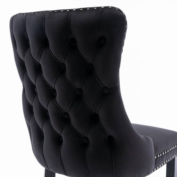 Lissie Velvet Upholstered King Louis Back Side Chair in Black