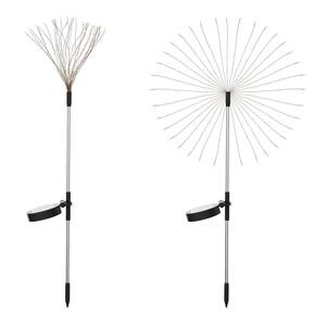 27.55 in. Outdoor Solar White Decorative Firework Lights 40 Copper Wires String Path Light  Lamp in Warm White (4-Pack)