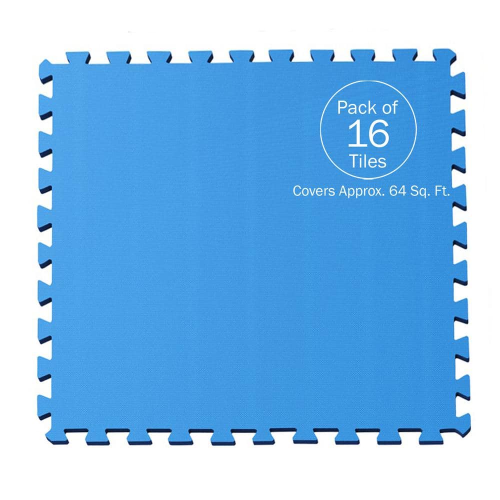 Blue Interlocking EVA Foam 24" x 24" Floor Tiles, 16-Pack