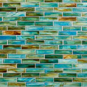 Waterscape Lagoon Green 11.82 in. x 12 in. Polished Glass Wall Mosaic Tile (0.98 Sq. Ft./Each)