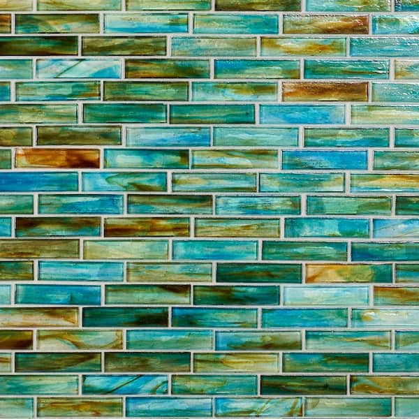 Ivy Hill Tile Waterscape Lagoon Green 11.82 in. x 12 in. Polished Glass Wall Mosaic Tile (0.98 Sq. Ft./Each)