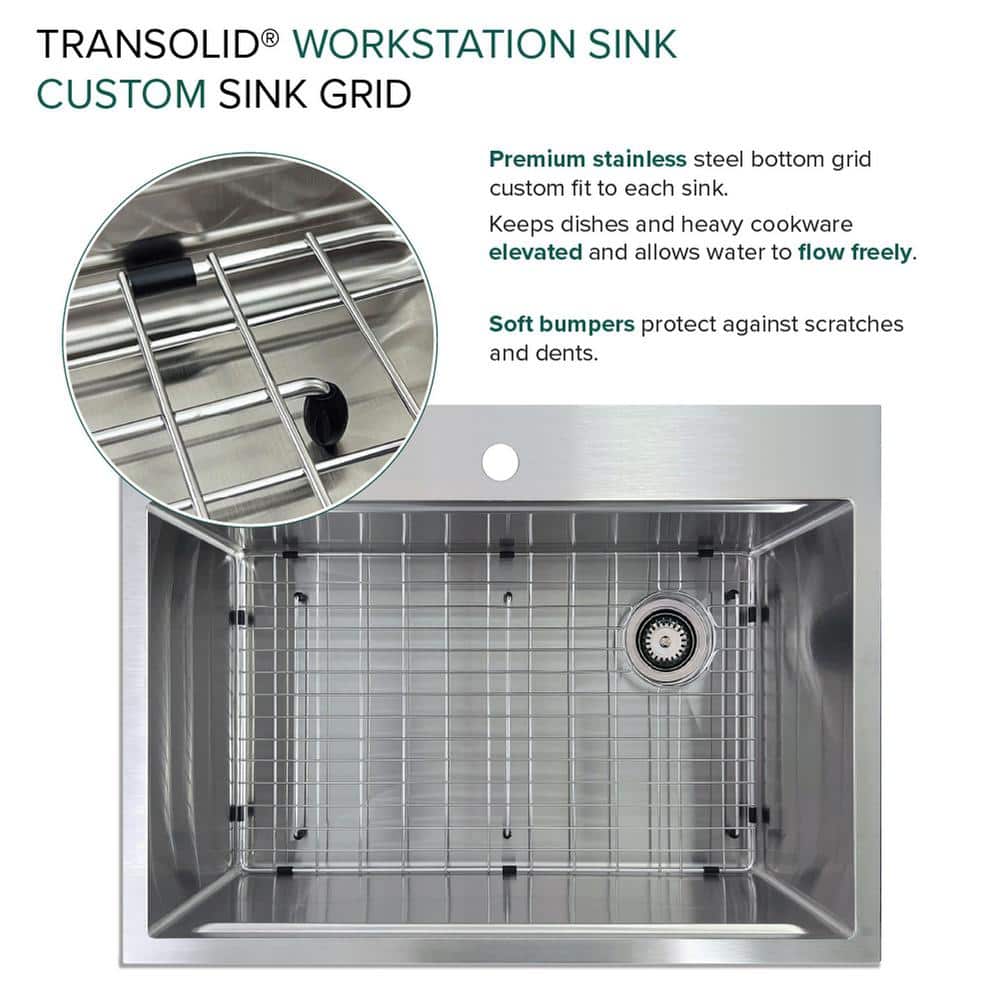 Transolid 30'' Stainless Steel Kitchen Workstation Sink with Accessories