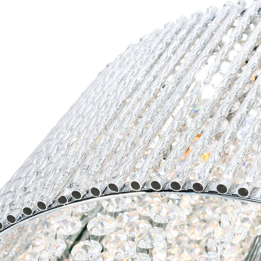 Claire 24" Chrome Drum Shade Chandelier with Crystal Accents