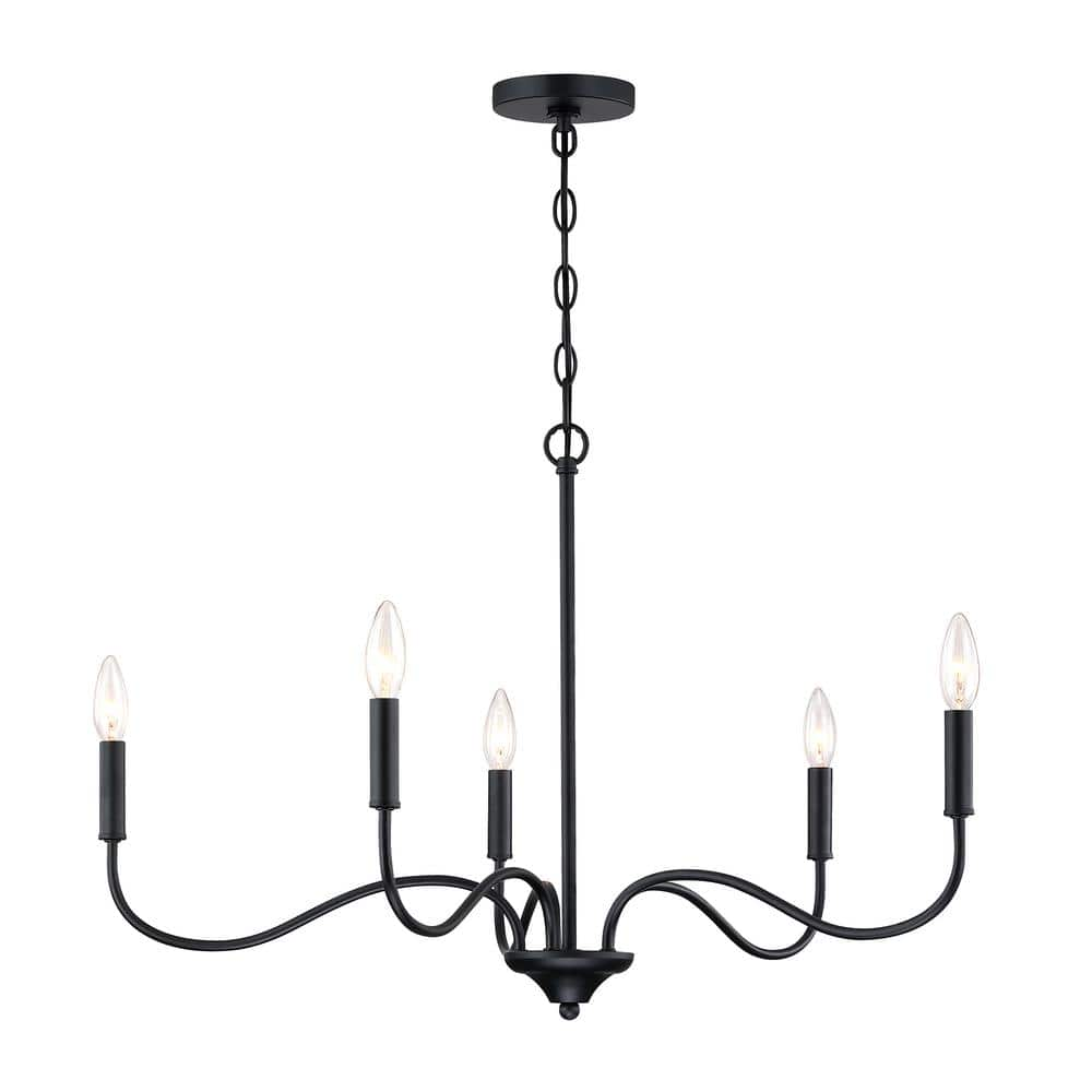 Cordelia Lighting 5-Light Matte Black Candle Minimalist Living Area ...