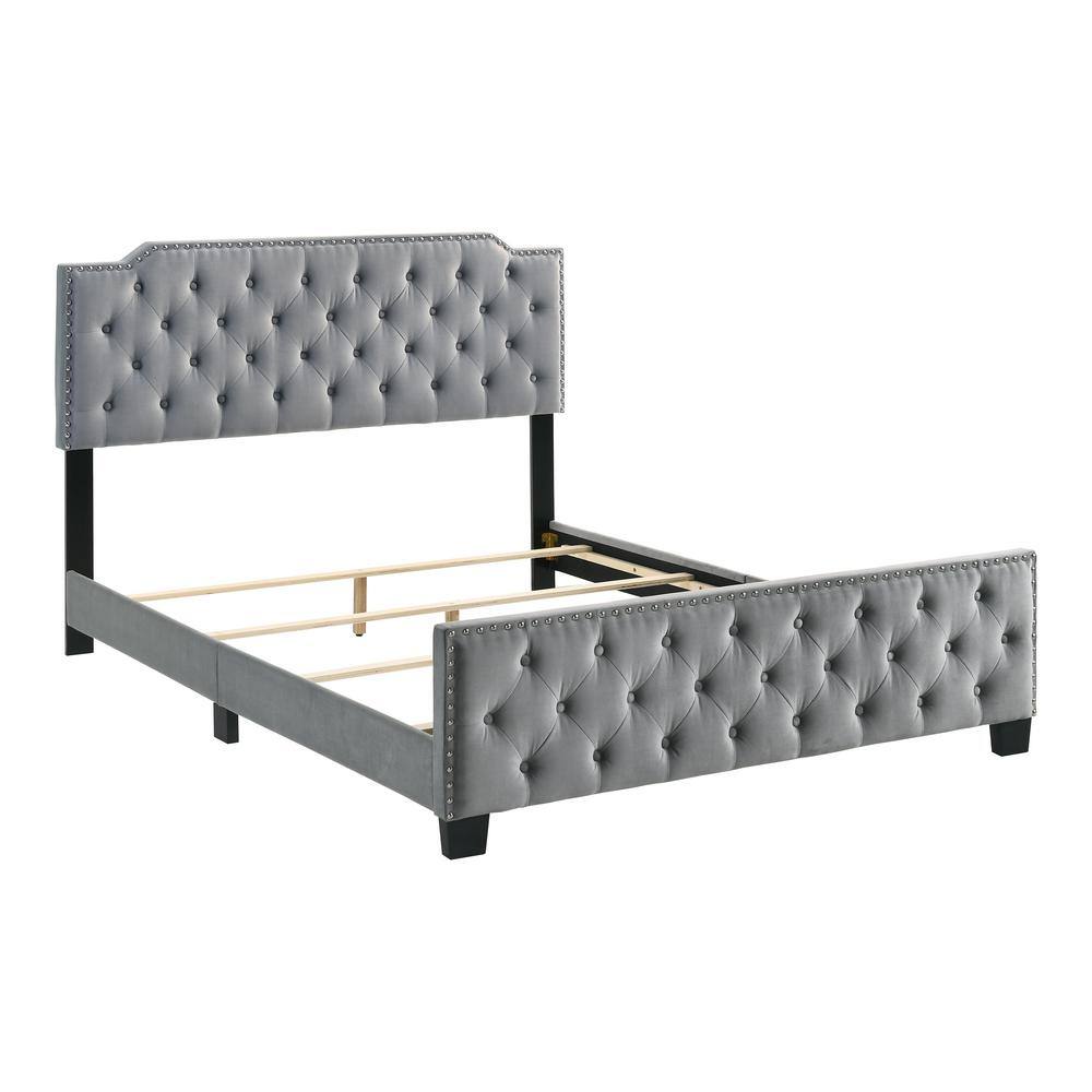 Furniture of America Seboya Gray King Panel Bed with LED Light and