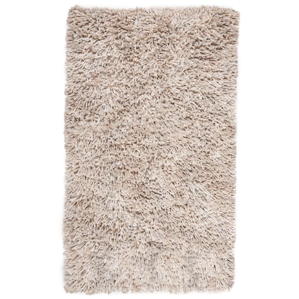 Rio Shag Beige/Ivory Doormat 3 ft. x 4 ft. Solid Area Rug