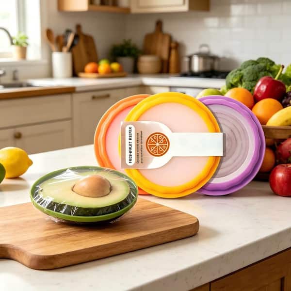 Reusable Dual-Sided Fruit and Food Savers, 4-Piece, BPA Free, Dishwasher Safe, Fresh Keeping Storage Containers Set